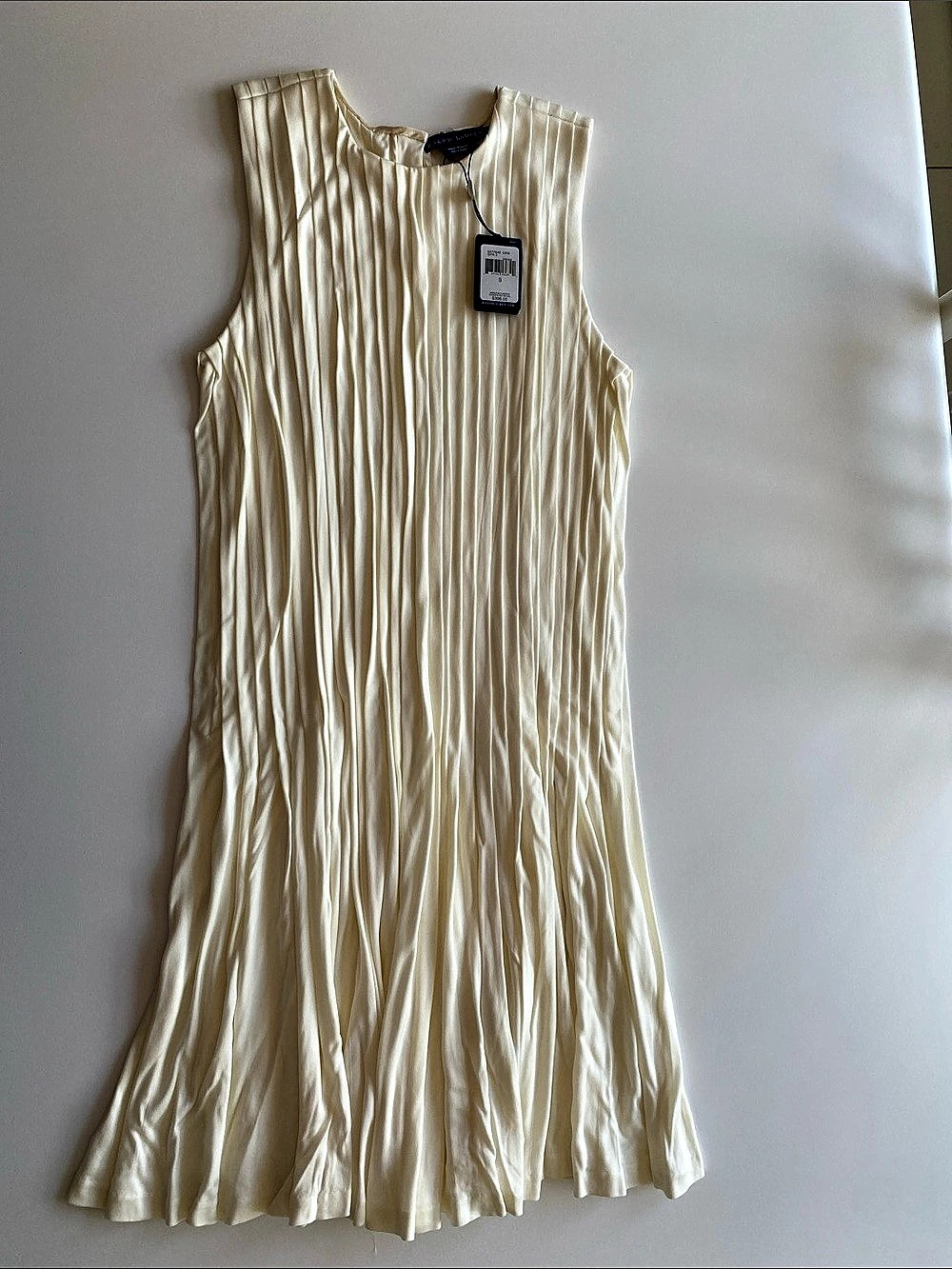 Ralph Lauren Pleated Mini Dress in Cream - Size Small (New with tags)